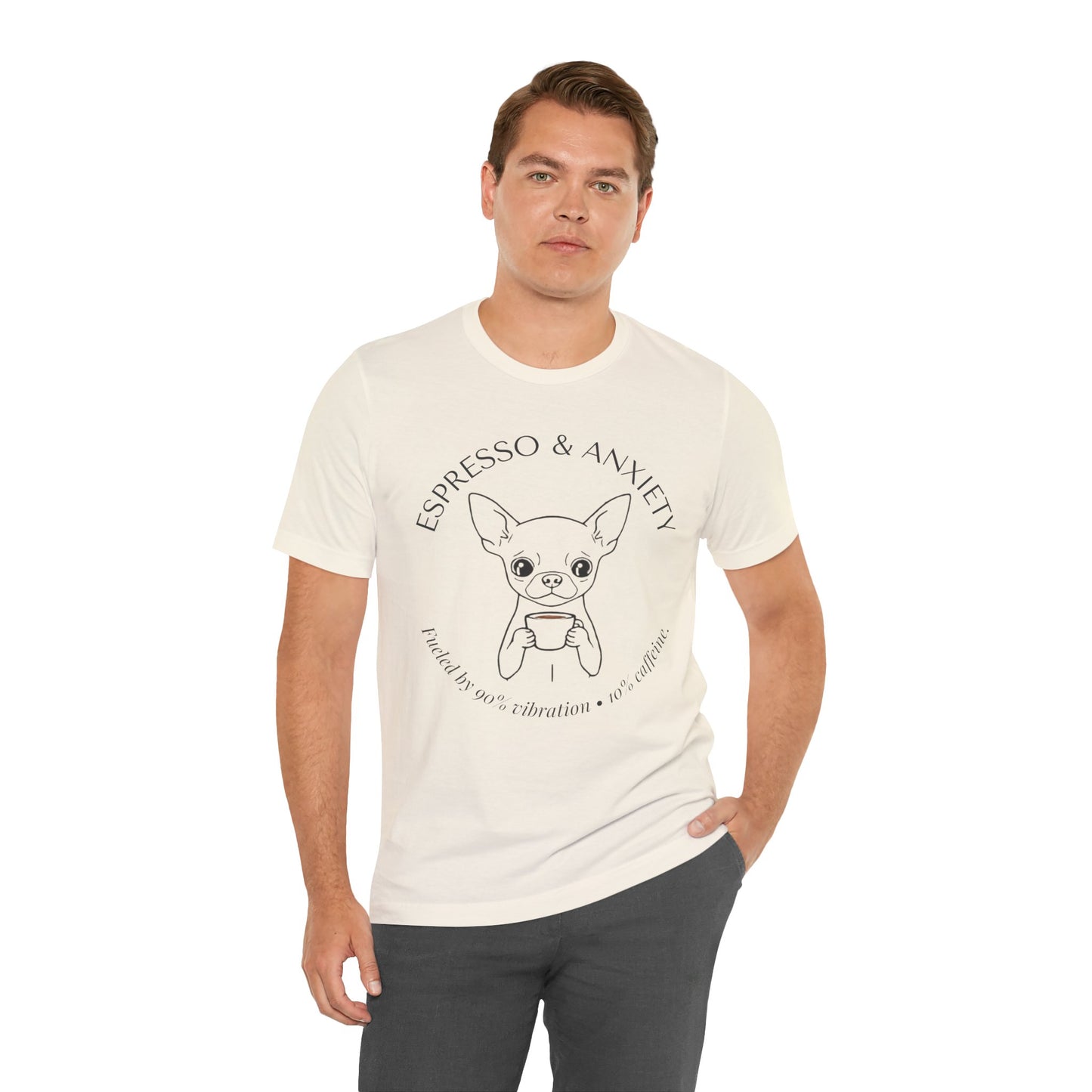 Espresso & Anxiety Chihuahua Tee — Cute Coffee Dog Graphic T-Shirt