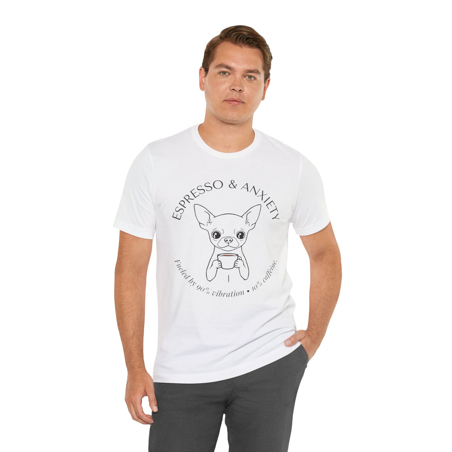 Espresso & Anxiety Chihuahua Tee — Cute Coffee Dog Graphic T-Shirt
