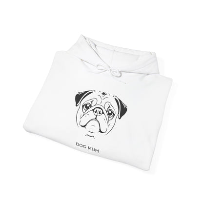 Pug Dog Mum hoodie shown in light colourway