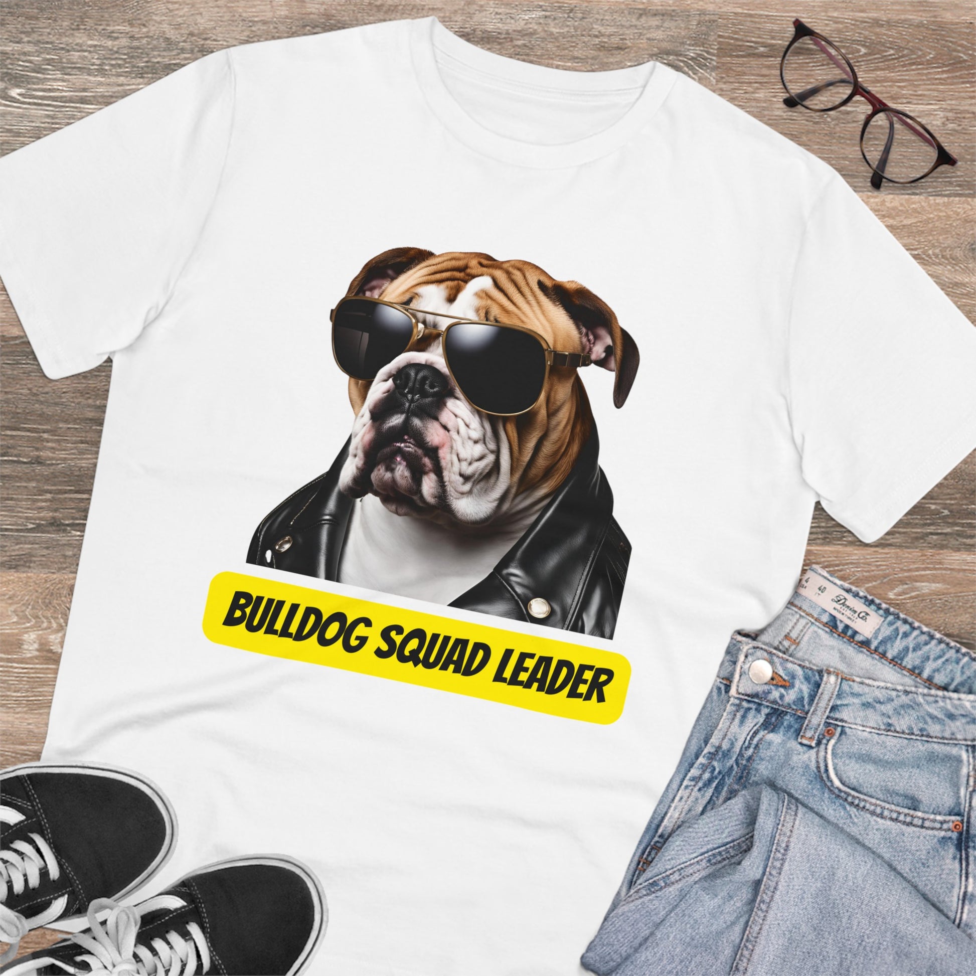 "BULLDOG SQUAD LEADER" Organic Creator T-shirt - Unisex by SniffWaggleAndWalk™ - Sniff Waggle And Walk