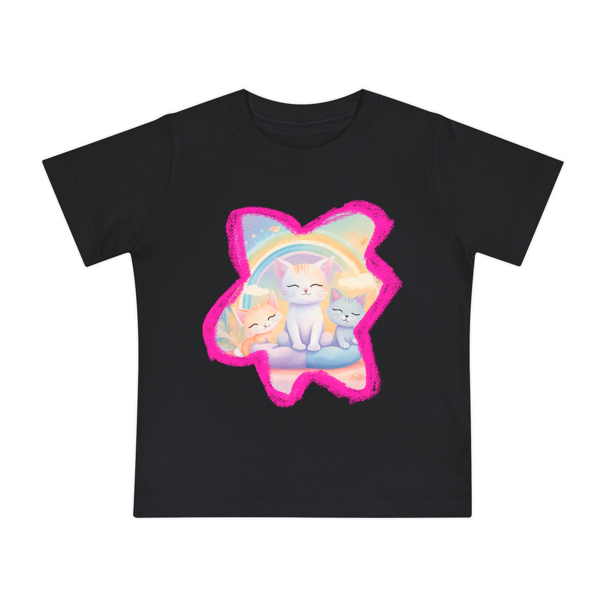 Rainbow Cats baby t-shirt — flat lay
