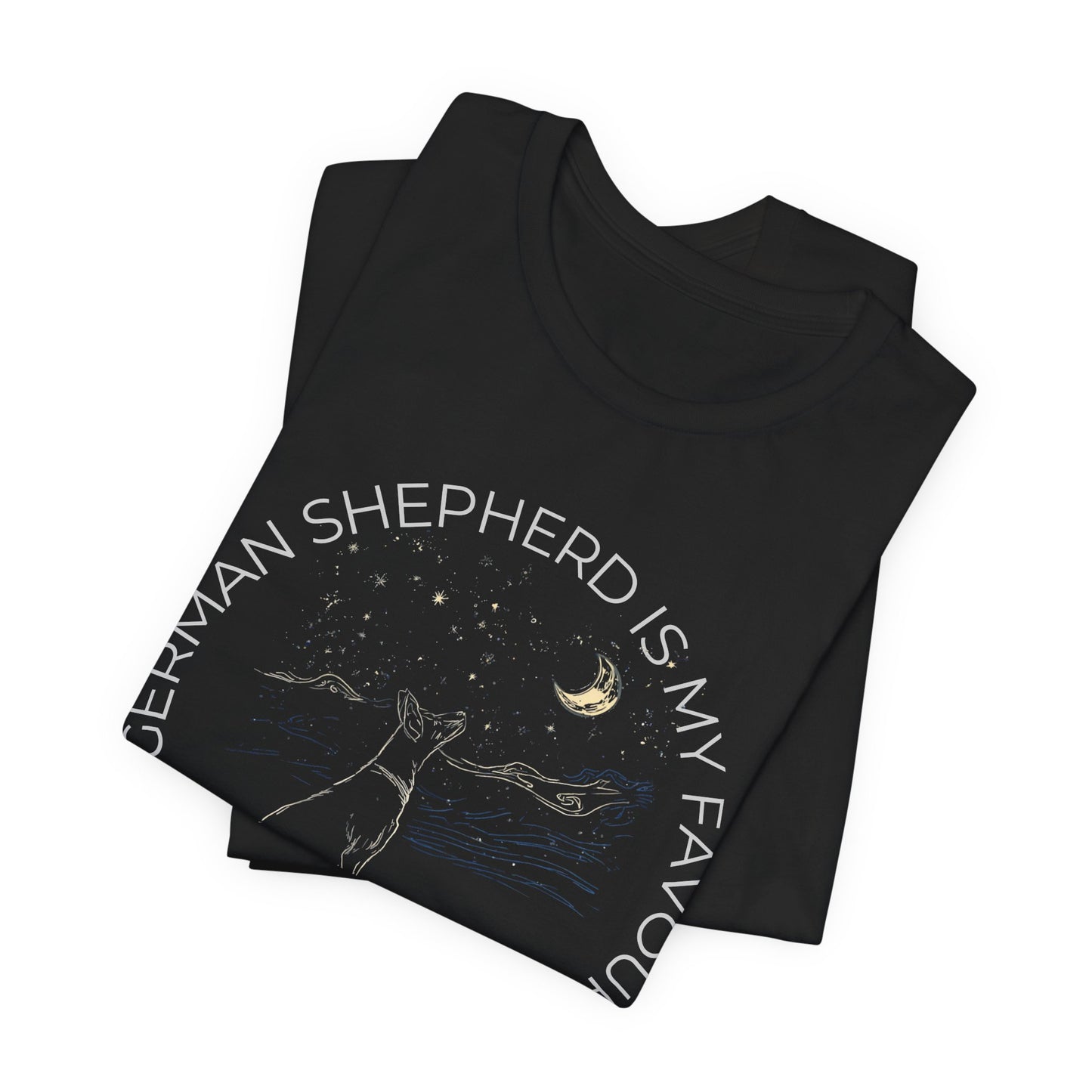 Cosmic Companion T-Shirt — “My German Shepherd Is My Favorite” Moon & Stars Tee