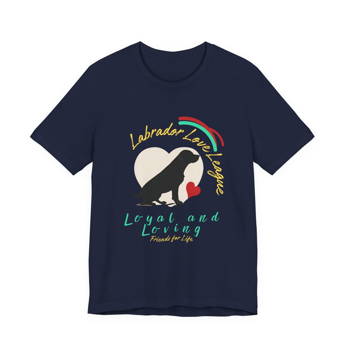 Labrador Love League t-shirt in Navy — Loyal and Loving Labrador graphic tee, front view