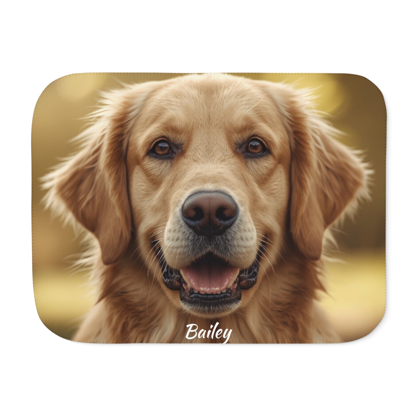 Personalized Dog Photo Sherpa Blanket — Custom Pet Name Cozy Throw (60" x 80")