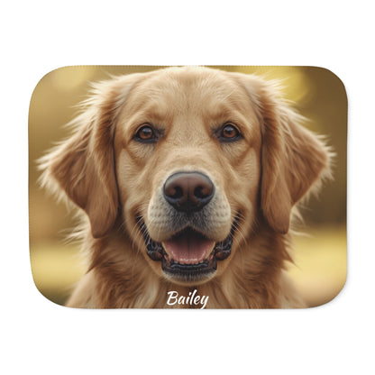Personalized Dog Photo Sherpa Blanket — Custom Pet Name Cozy Throw (60" x 80")