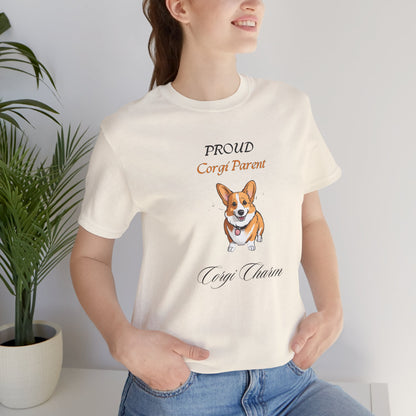 Proud Corgi Parent t-shirt folded, showing fabric texture