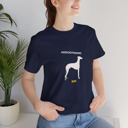 Aerodynamic Greyhound T‑Shirt — Silhouette Dog Graphic Tee (Includes "AERODYNAMIC")