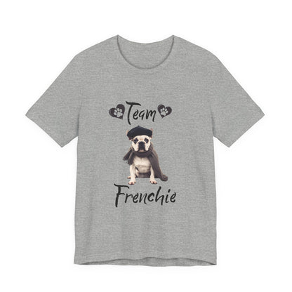 Team Frenchie French Bulldog t-shirt in Natural, front view