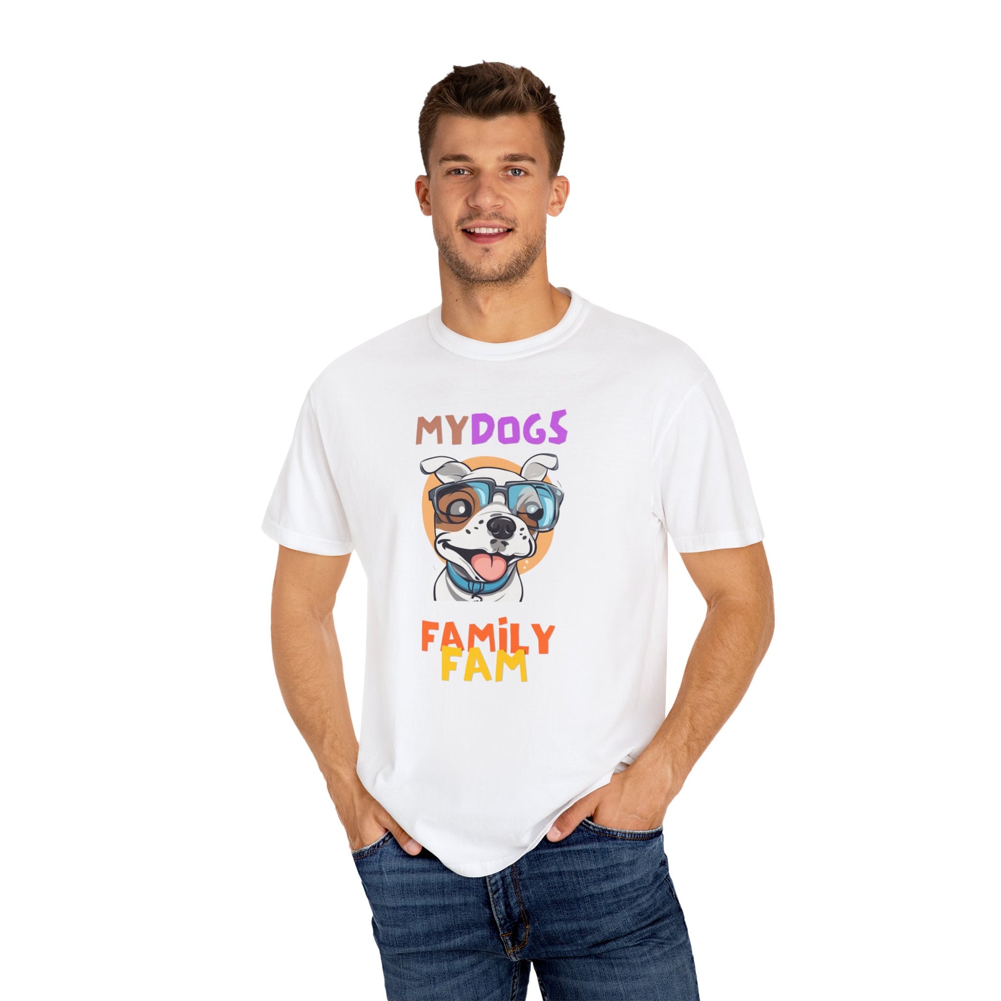 MY DOGS FAMILY FAM Unisex Garment-Dyed T-shirt - Sniff Waggle And Walk