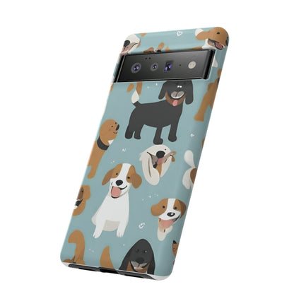 Sniffwagglendwalk™ Multi Dog Design Tough Phone Case. - Sniff Waggle And Walk