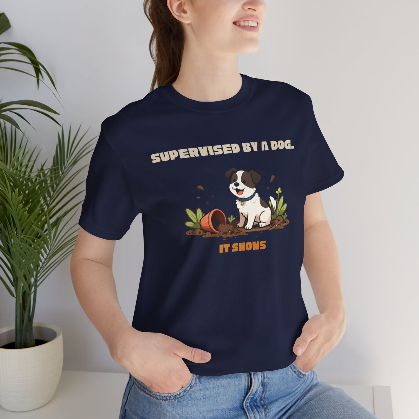 Gardening dog lover tee — navy unisex t-shirt