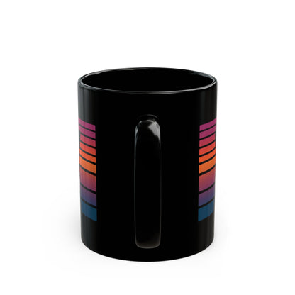 Border Collie retro mug with coffee on a desk