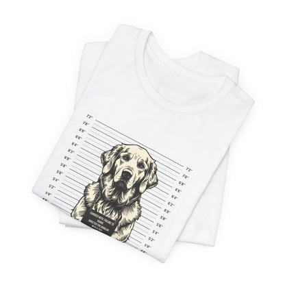Full design view of the Golden Retriever True Crime Night Shift t-shirt