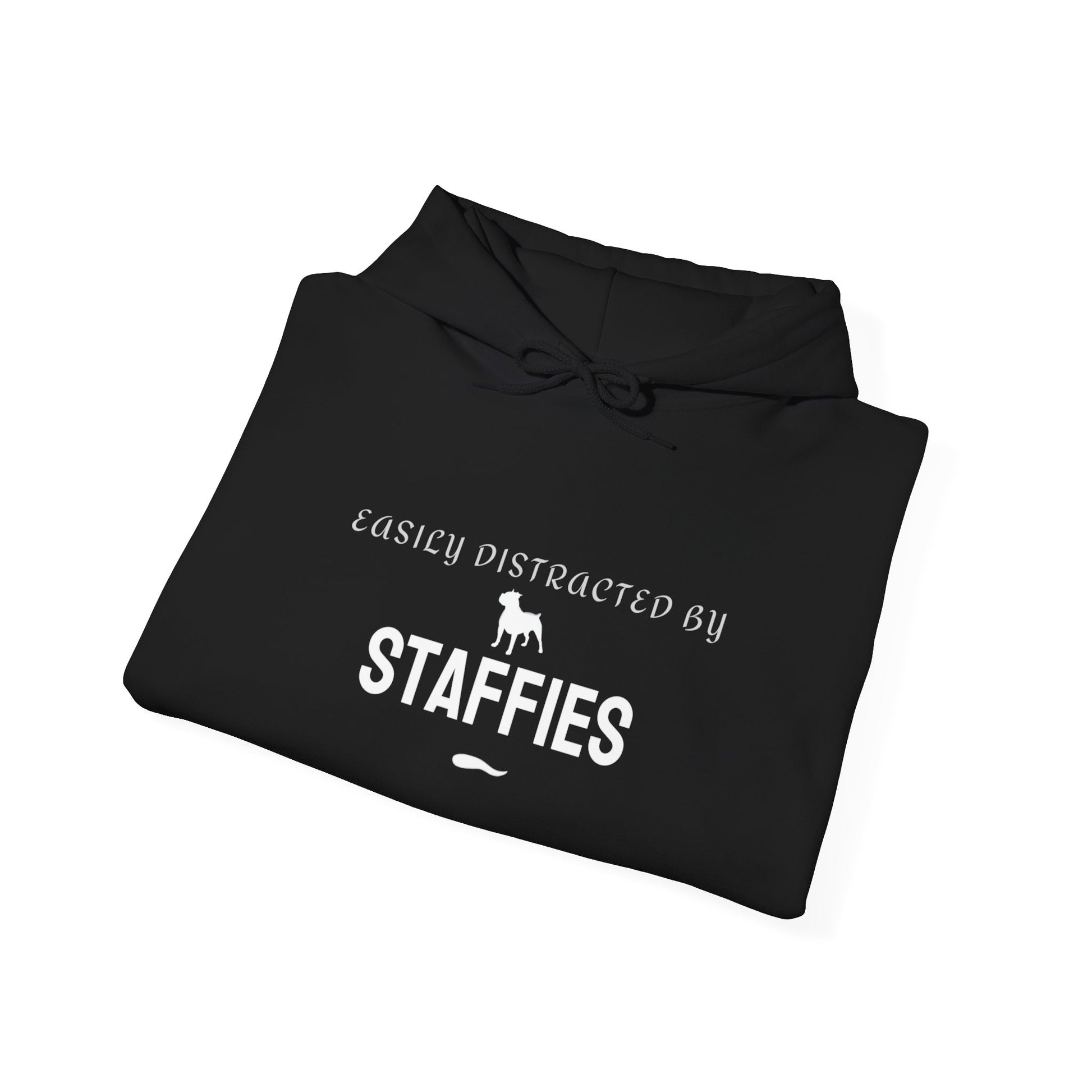 Easily Distracted by Staffies black hoodie unisex