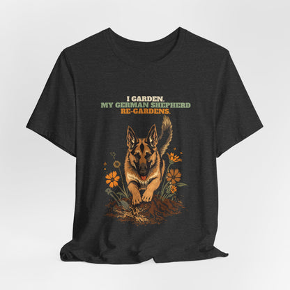 German shepherd gardening tee black heather