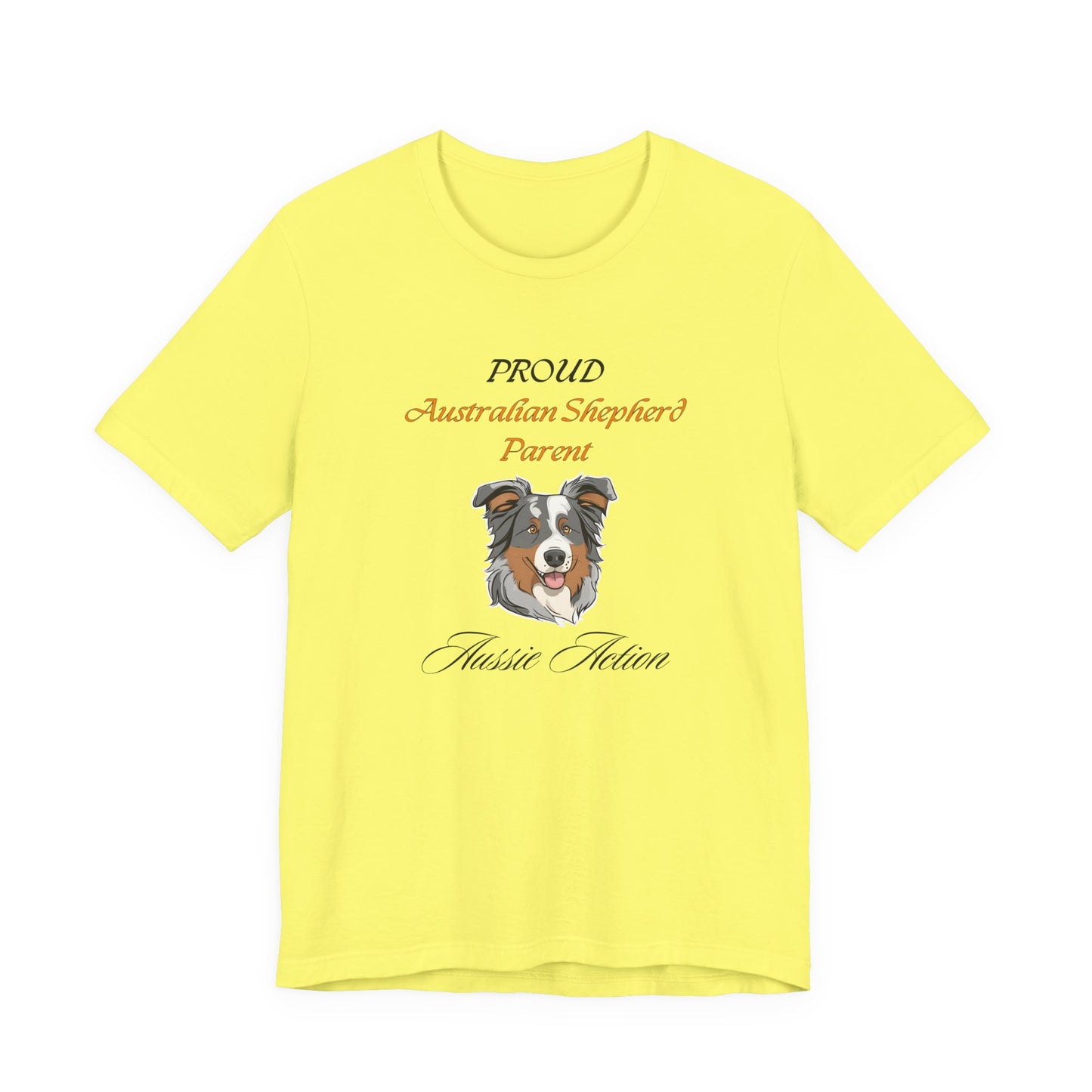 Proud Australian Shepherd Parent t-shirt in Natural, front view