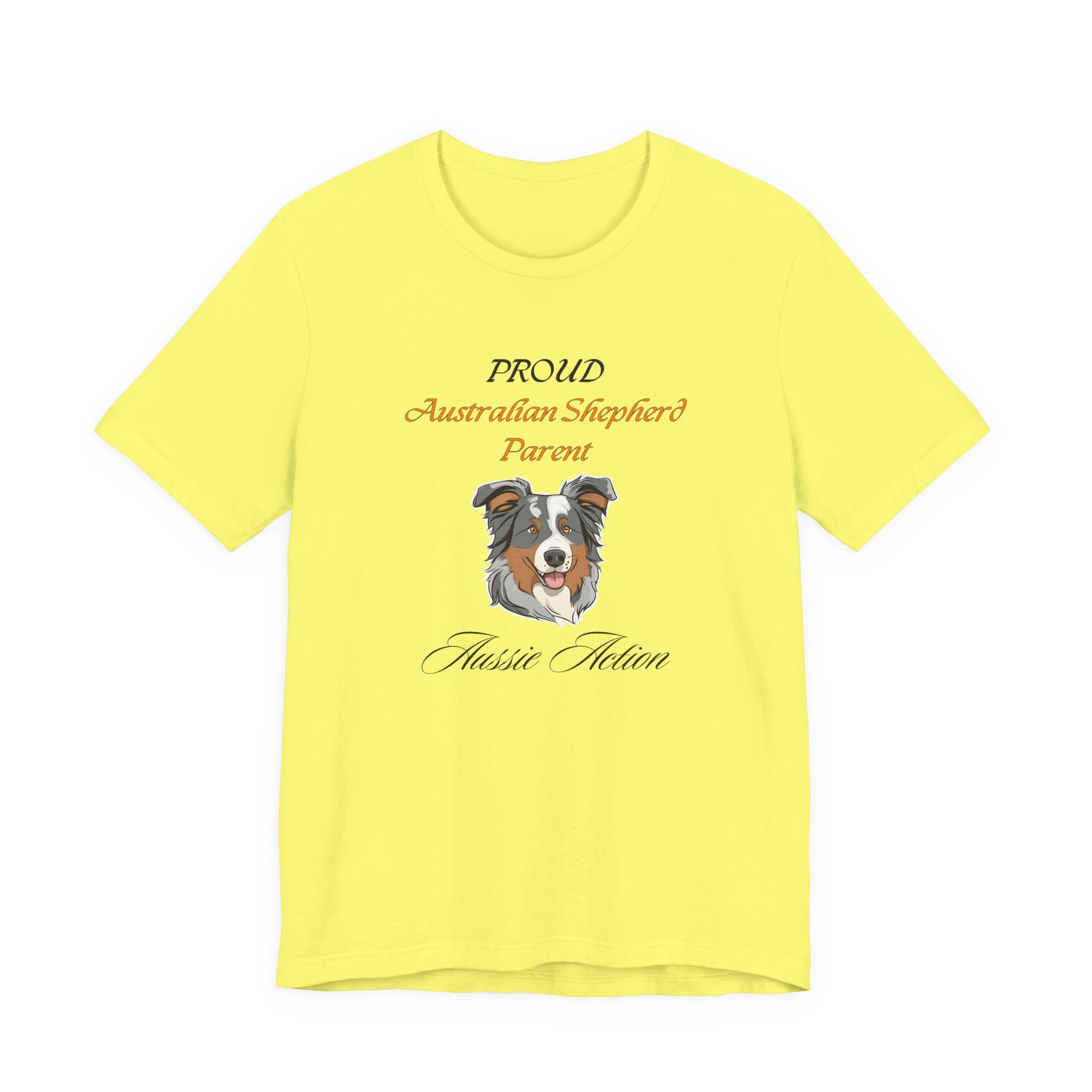 Proud Australian Shepherd Parent t-shirt in Natural, front view
