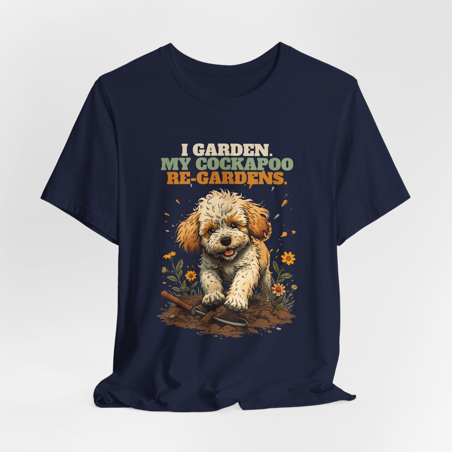 Cockapoo dog gardening t-shirt gift idea
