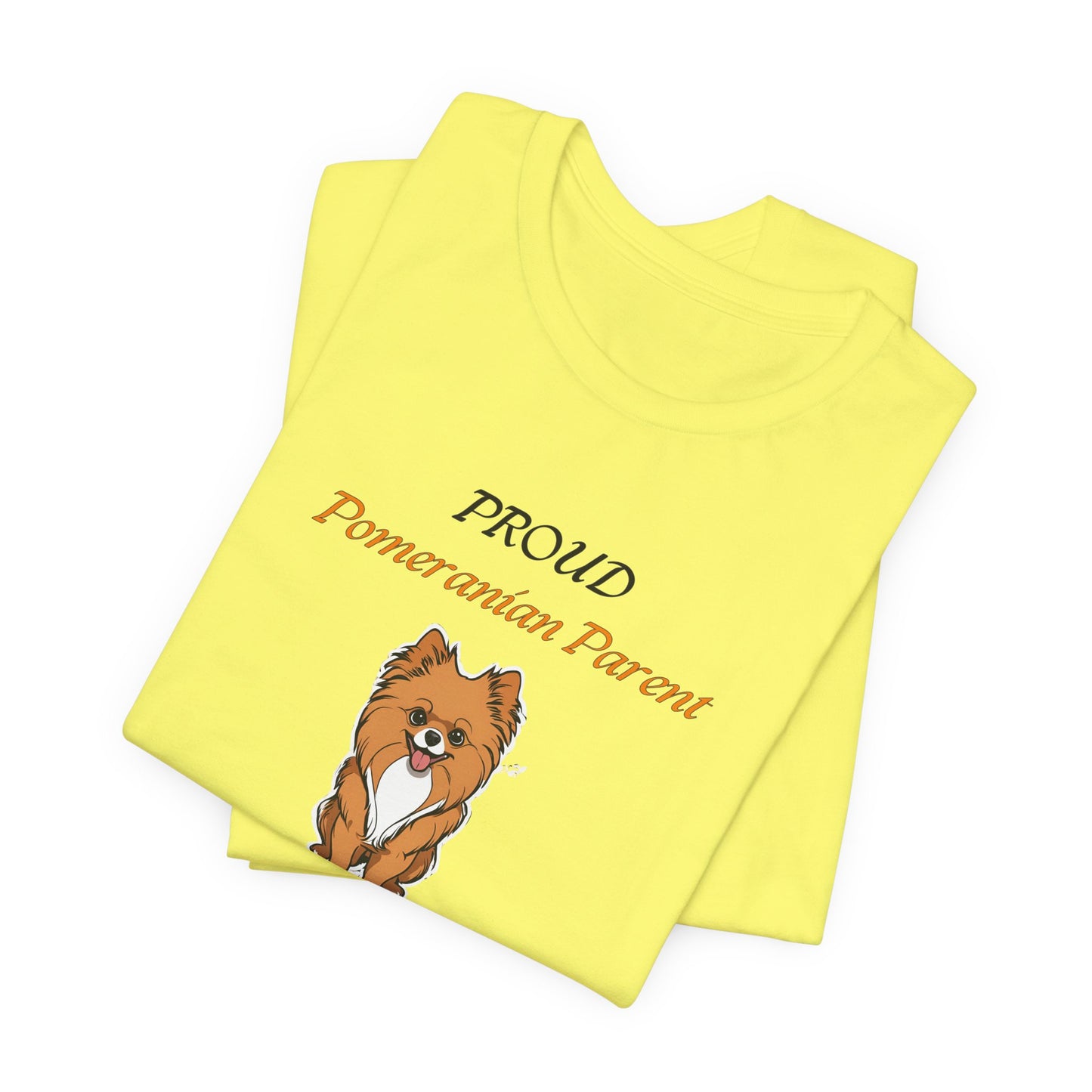 Proud Pomeranian Parent t-shirt size reference