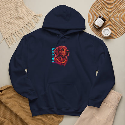 Black Golden Retriever streetwear hoodie front view unisex pullover
