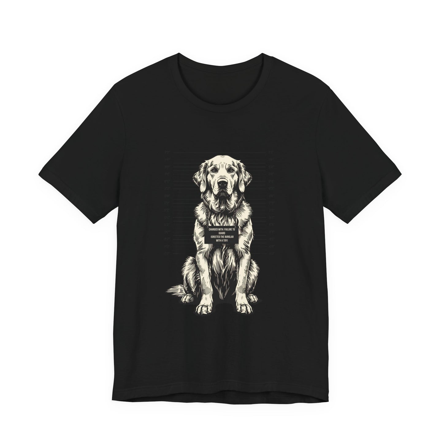 Natural colourway of the Golden Retriever True Crime Night Shift t-shirt