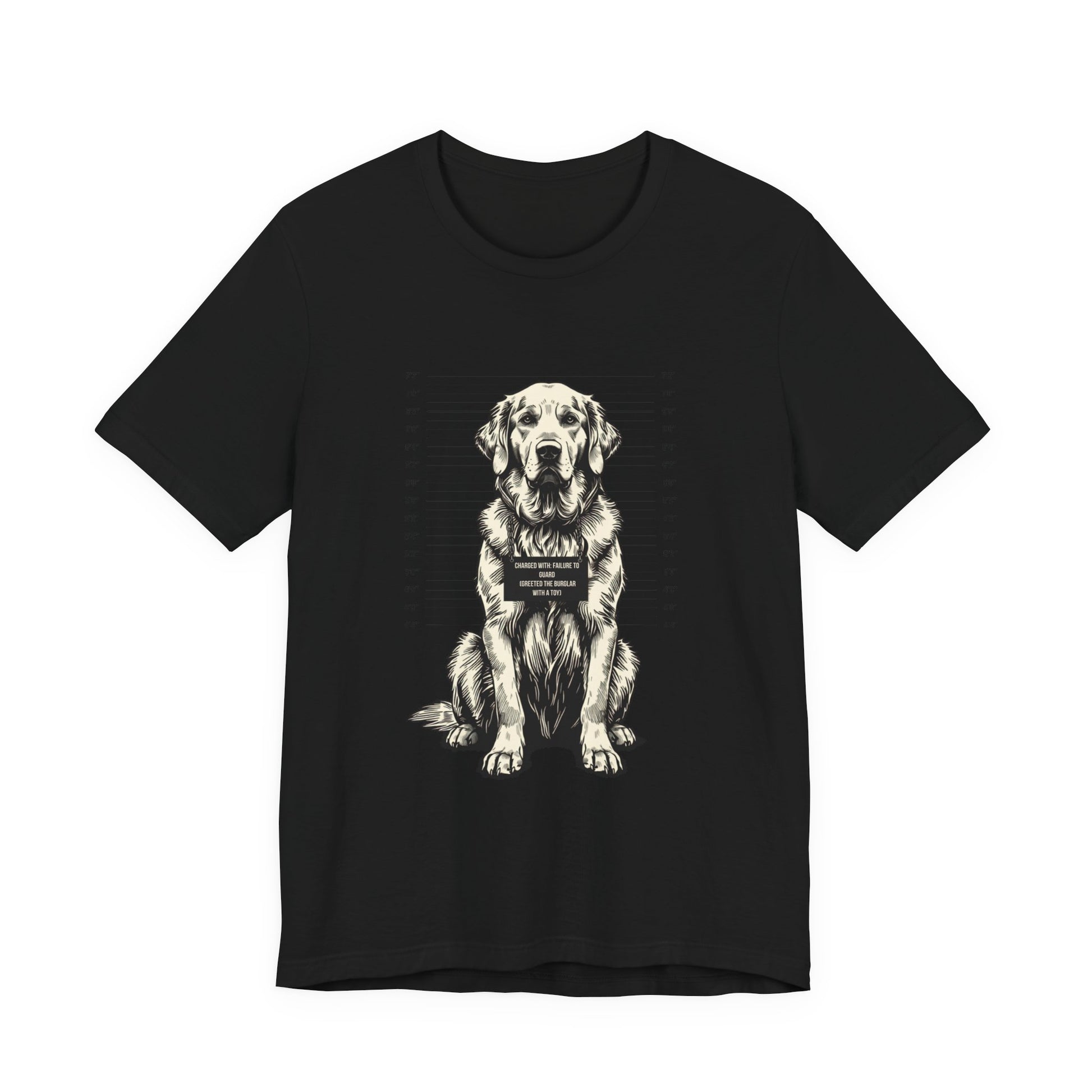Natural colourway of the Golden Retriever True Crime Night Shift t-shirt