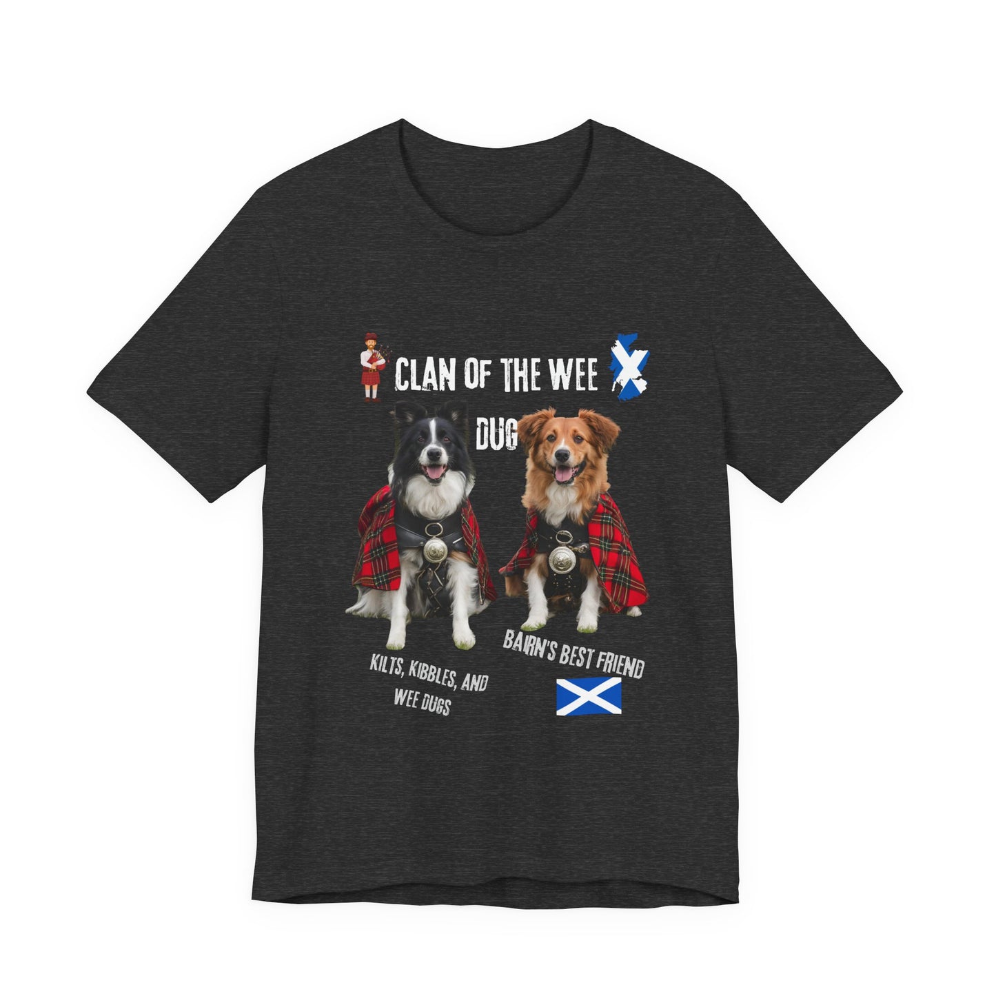 Clan of the Wee Dug funny Scottish dog slogan tee in red, Bella+Canvas 3001 DTG print