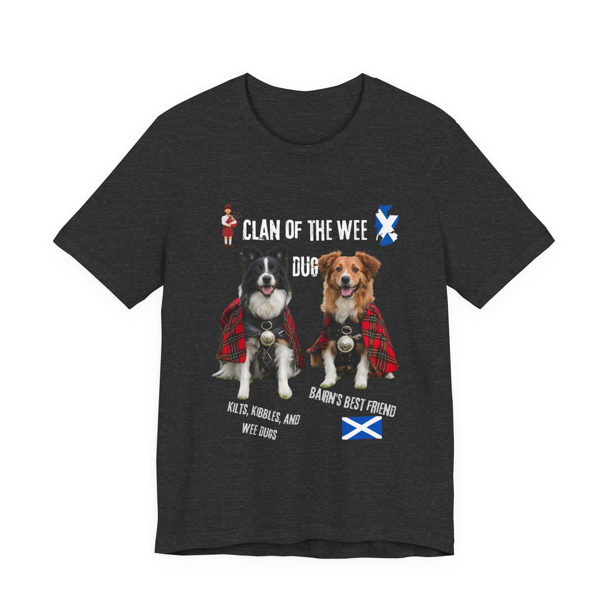 Clan of the Wee Dug funny Scottish dog slogan tee in red, Bella+Canvas 3001 DTG print