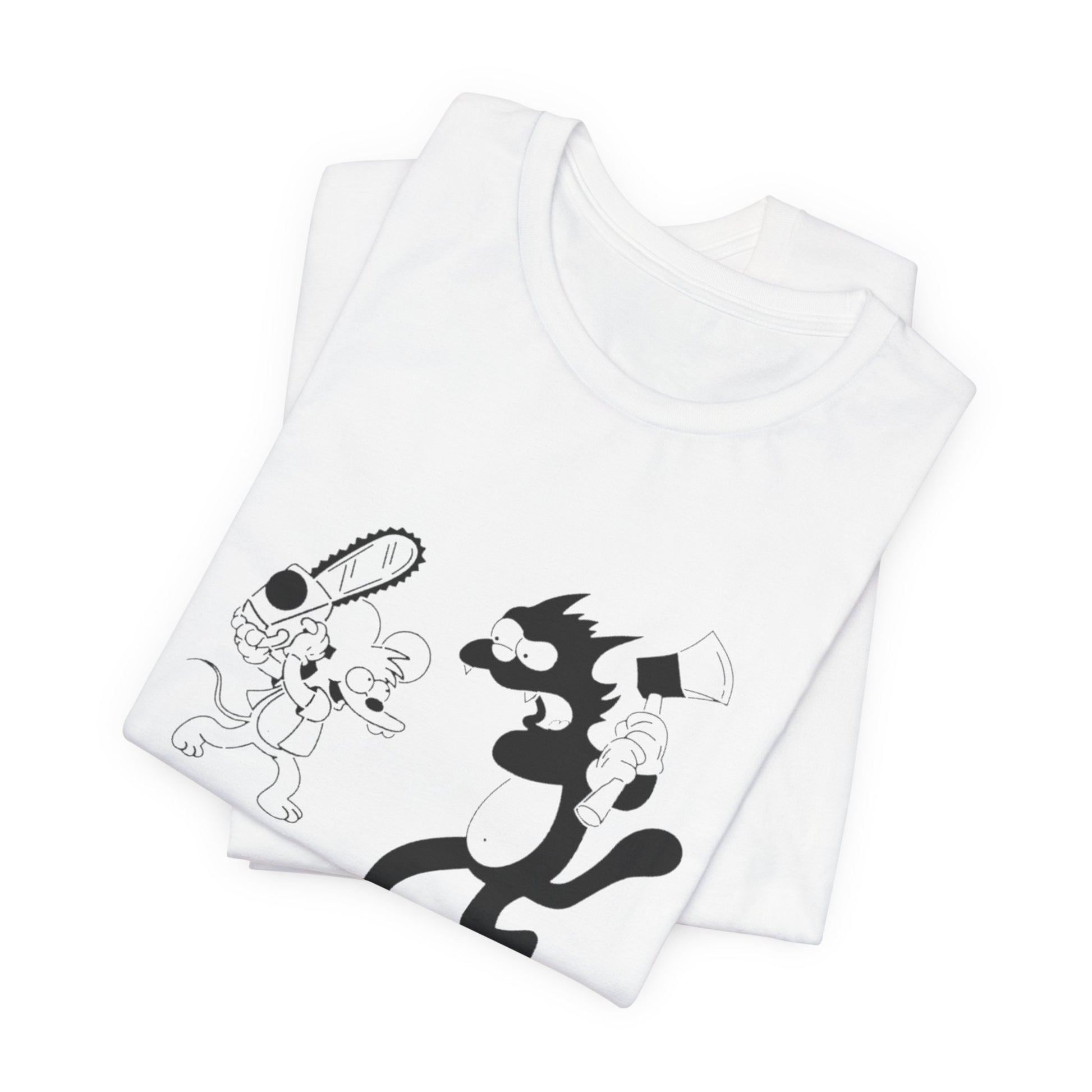 The Itchiest Scratchiest tee — Heather Blue, lifestyle shot, funny cartoon tee printed to order