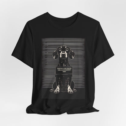 Dachshund True Crime Night Shift t-shirt colour options, black, dark grey heather, black heather