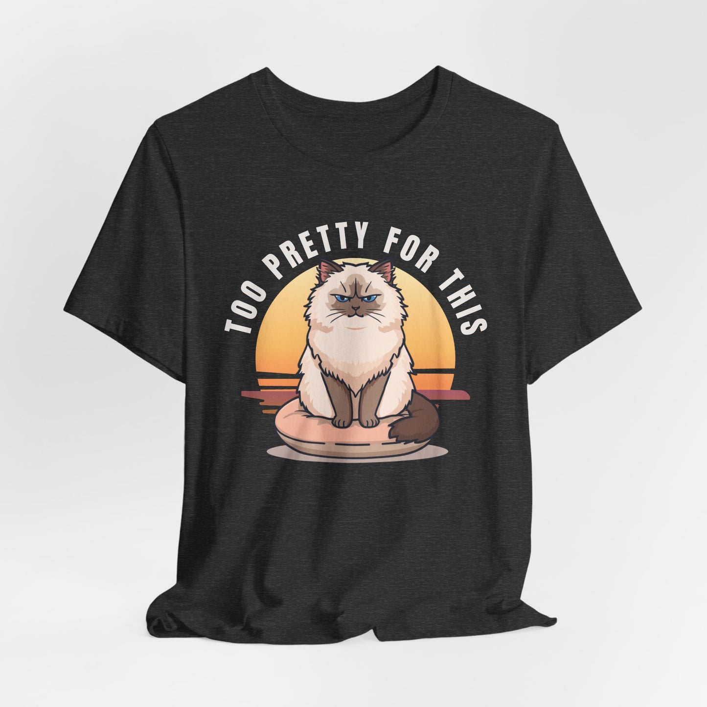 Too Pretty For This Cat T-Shirt — Grumpy Himalayan Cat Graphic Tee