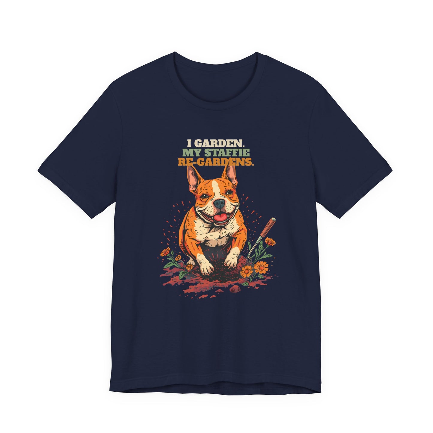 Staffie gardening tee black heather