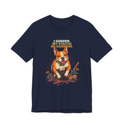 Staffie gardening tee black heather
