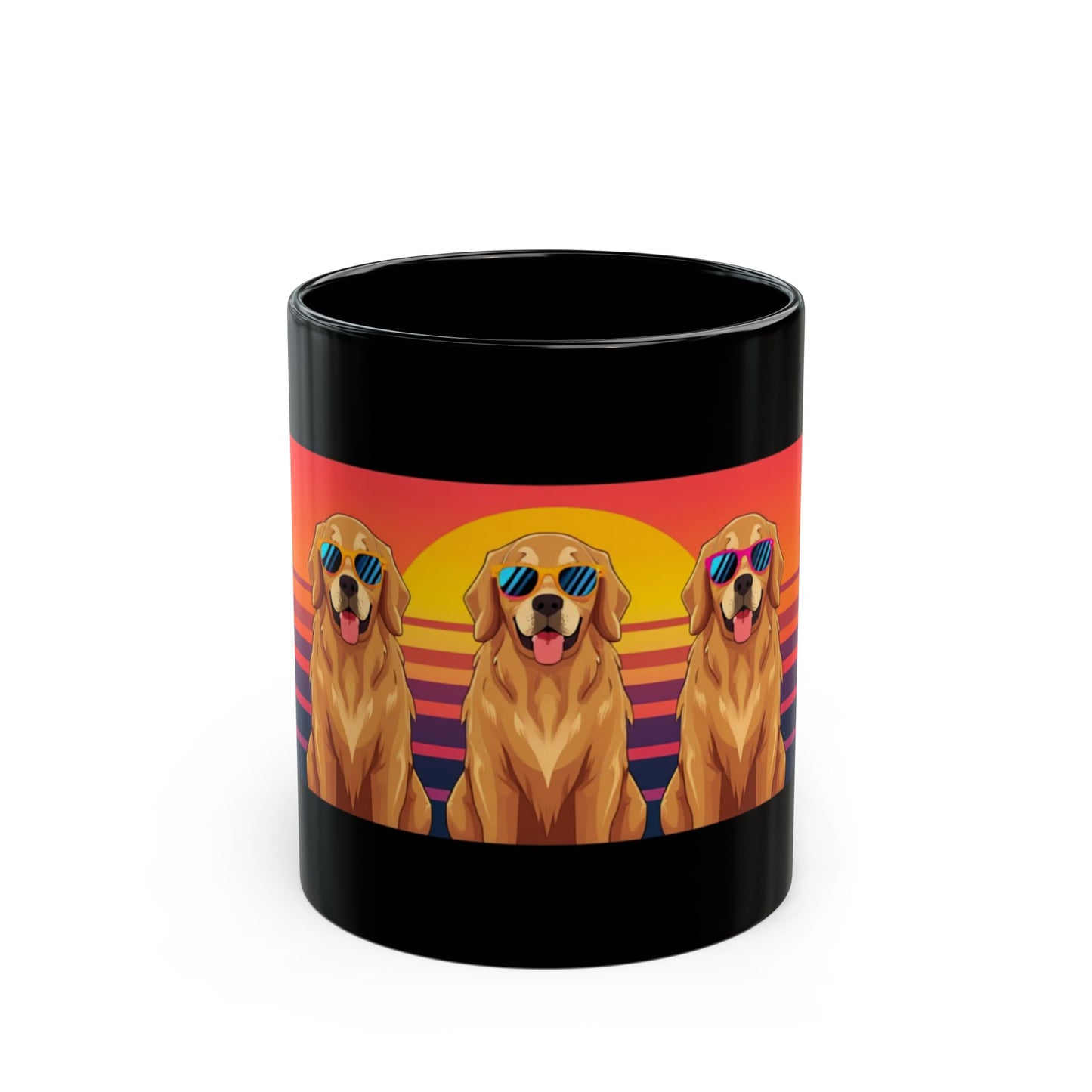 Golden Retriever Sunset Mug — Retro Dog Coffee Cup (11oz, 15oz)