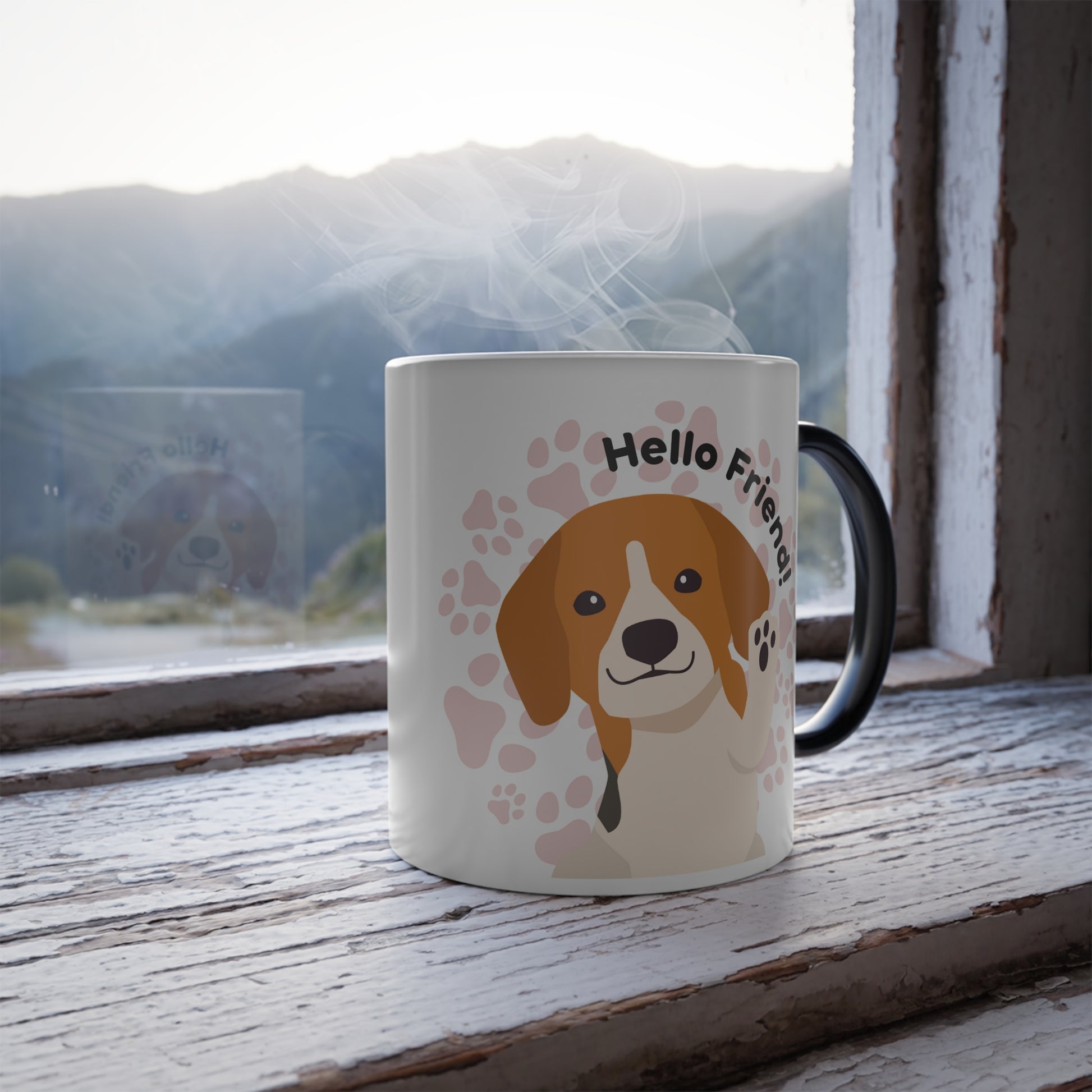 Hello Friend Color Morphing Mug, 11oz - Sniff Waggle And Walk