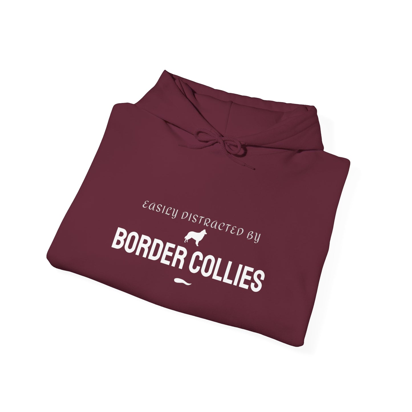Easily Distracted by Border Collies hoodie black flat lay