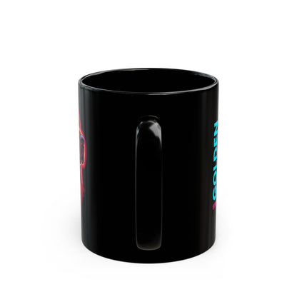 Golden Retriever neon mug side view with handle
