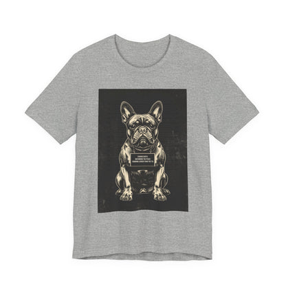 French Bulldog True Crime Night Shift t-shirt, dark grey heather, back view