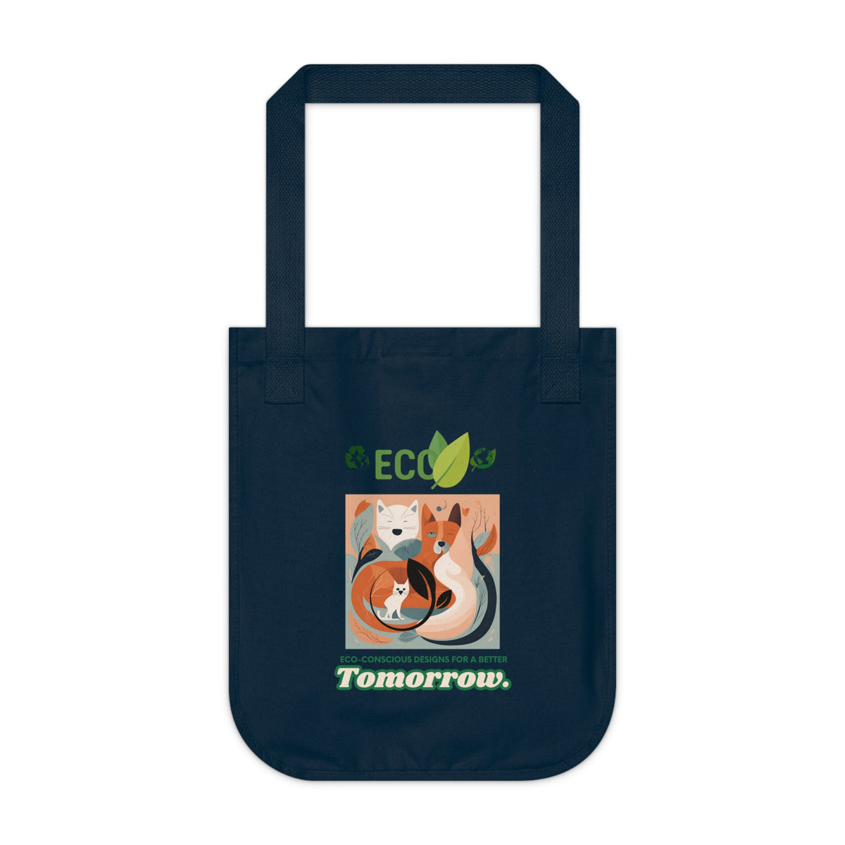 SniffWaggleNWalk™ dog and cat tote bag in natural colourway — side view showing gusseted base