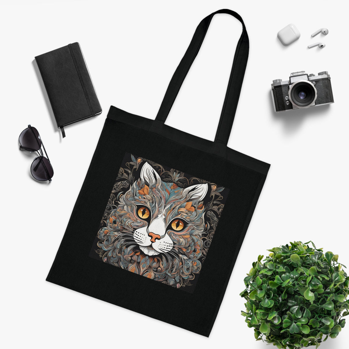 SniffWaggleNWalk™ cat tote shown as a gift for cat lovers — navy blue colourway