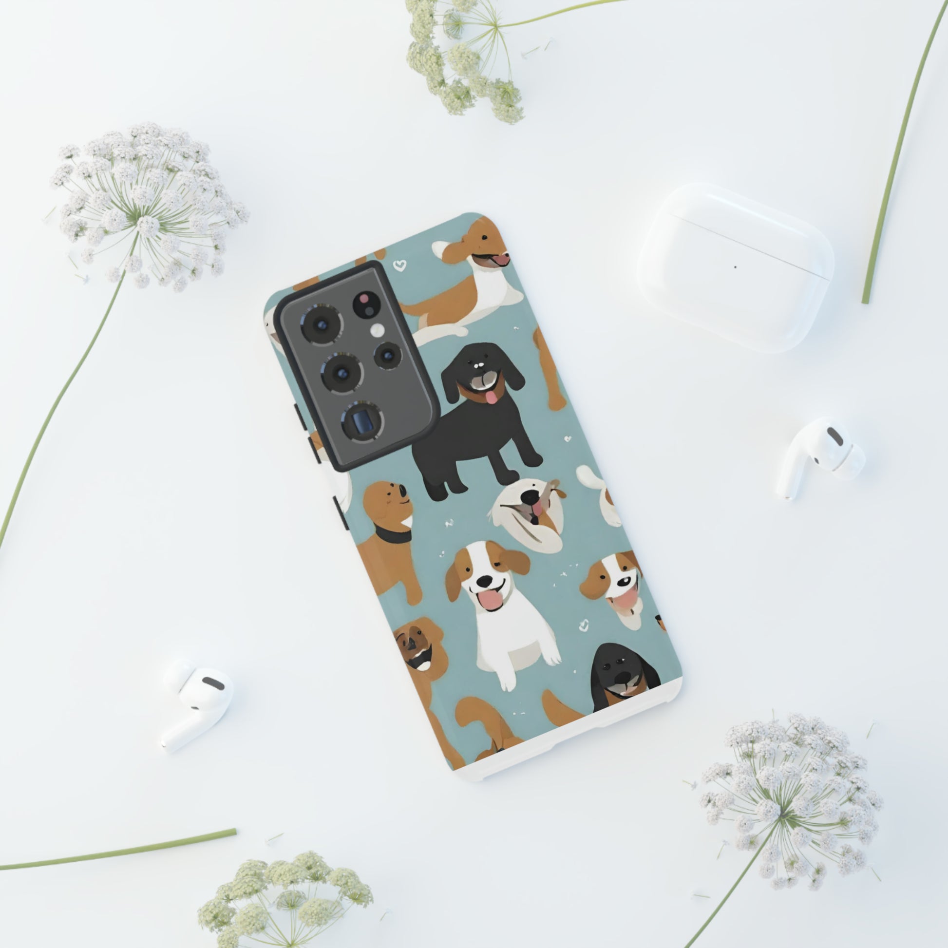 Sniffwagglendwalk™ Multi Dog Design Tough Phone Case. - Sniff Waggle And Walk