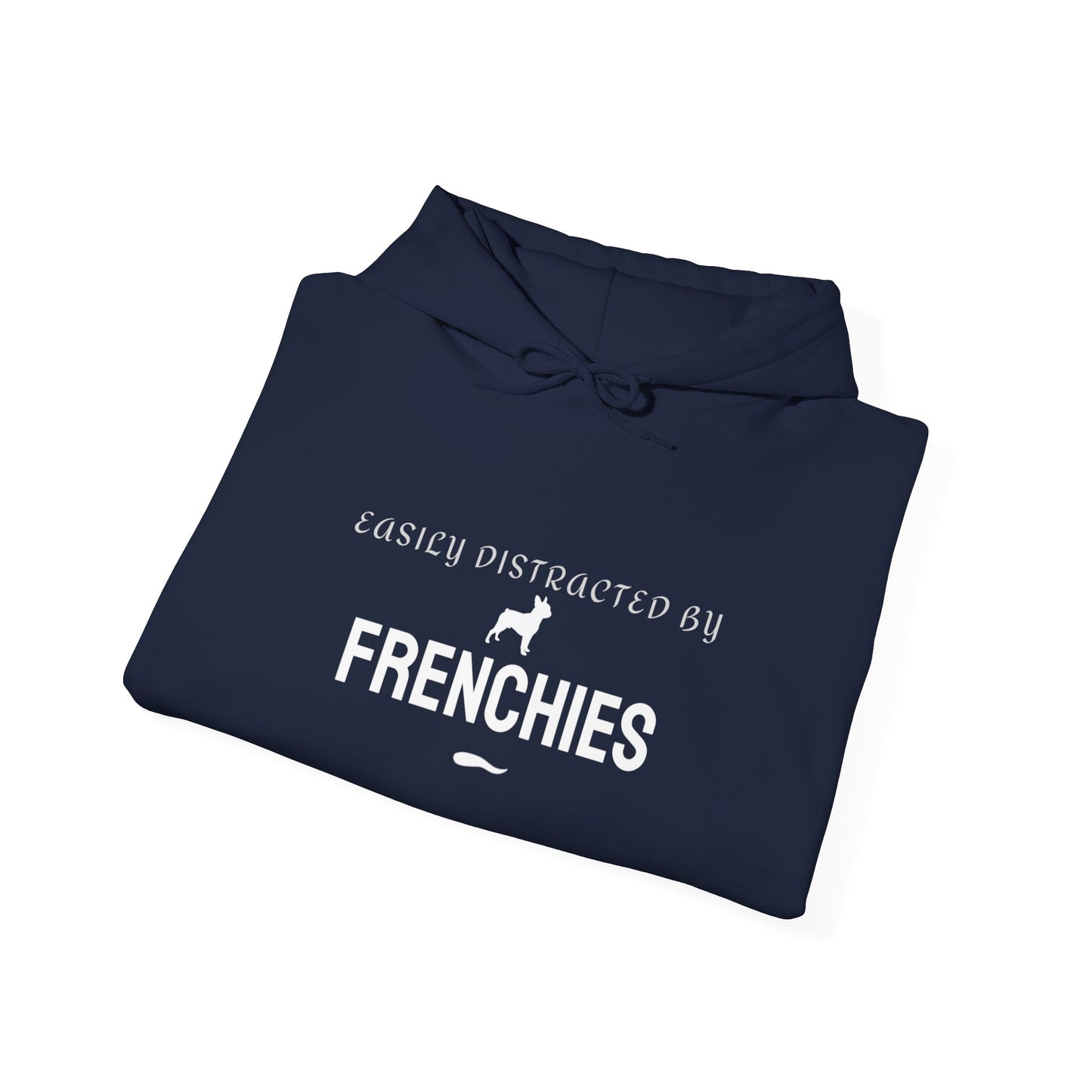 Easily Distracted by Frenchies maroon hoodie close detail