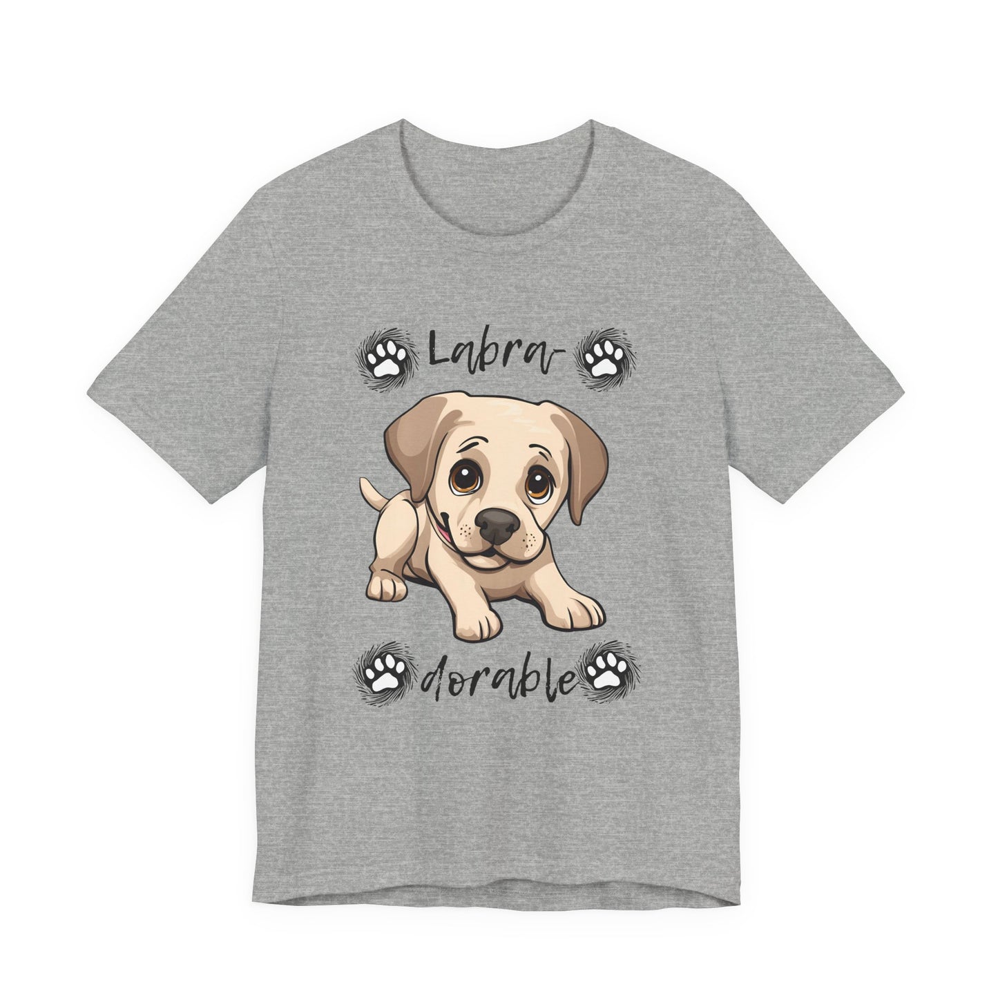 Labra-DORABLE Labrador puppy t-shirt in Athletic Heather, flat lay front view