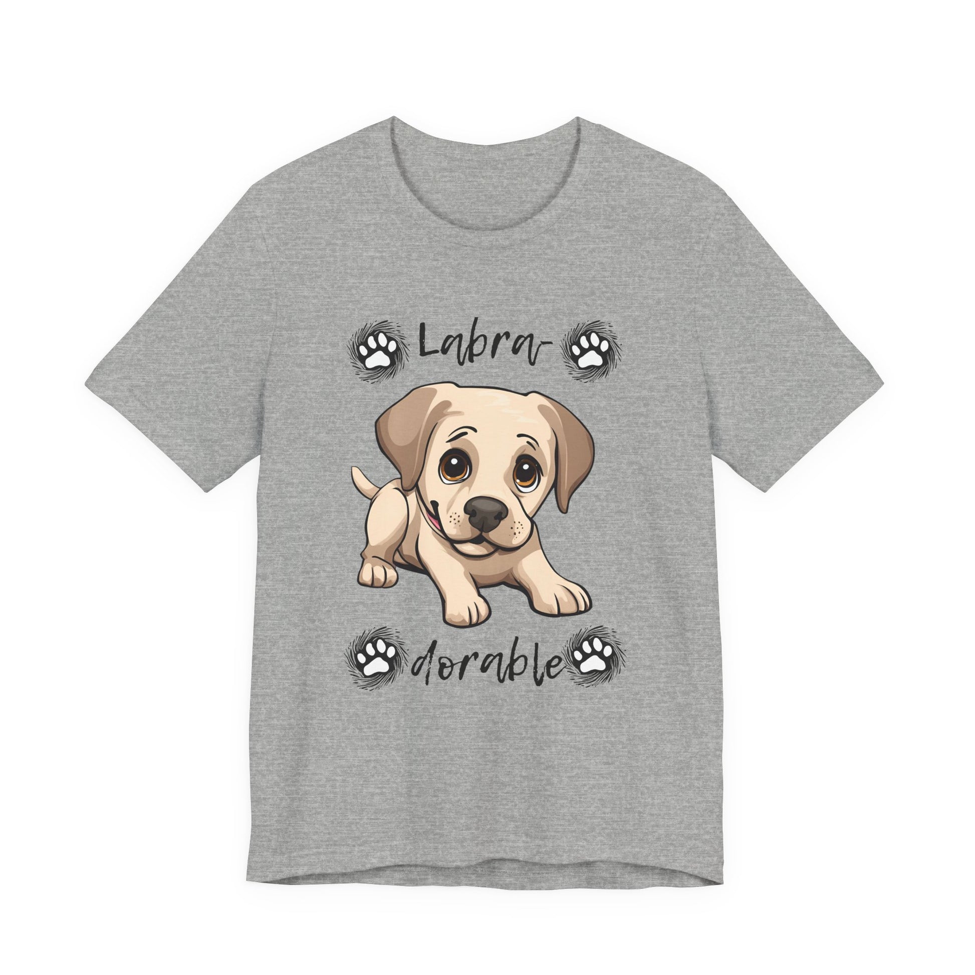 Labra-DORABLE Labrador puppy t-shirt in Athletic Heather, flat lay front view