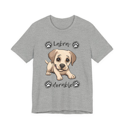 Labra-DORABLE Labrador puppy t-shirt in Athletic Heather, flat lay front view