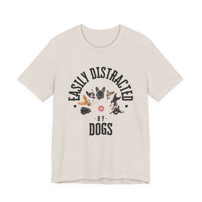 Easily Distracted by Dogs T-Shirt — Lavender Blue — dog mum gift — SniffWaggleNWalk™
