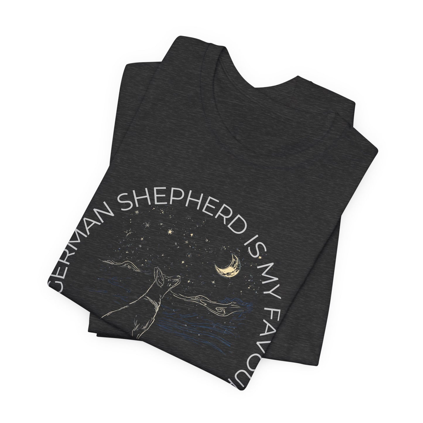 Cosmic Companion T-Shirt — “My German Shepherd Is My Favorite” Moon & Stars Tee