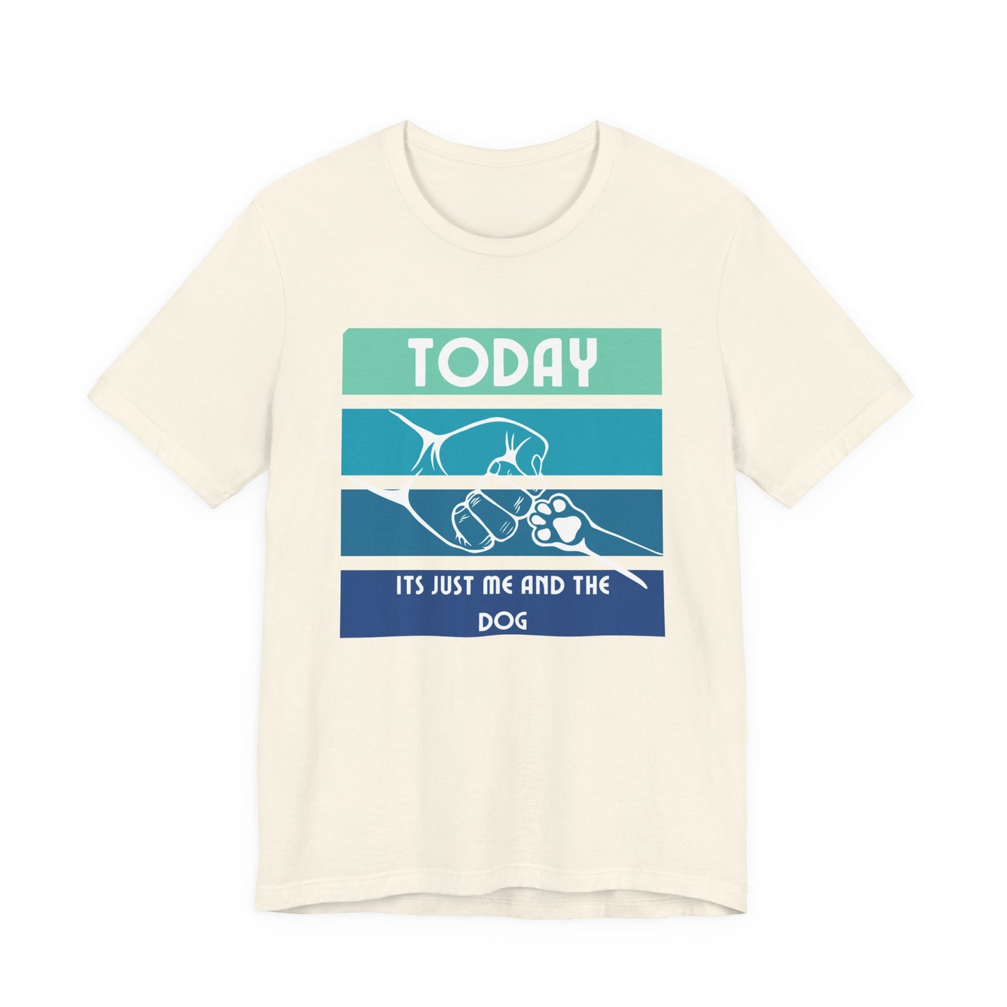 Today It's Just Me and the Dog retro tee in Natural cream, front view