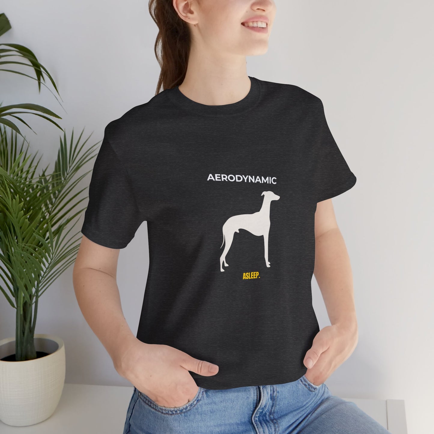 Aerodynamic Greyhound T‑Shirt — Silhouette Dog Graphic Tee (Includes "AERODYNAMIC")