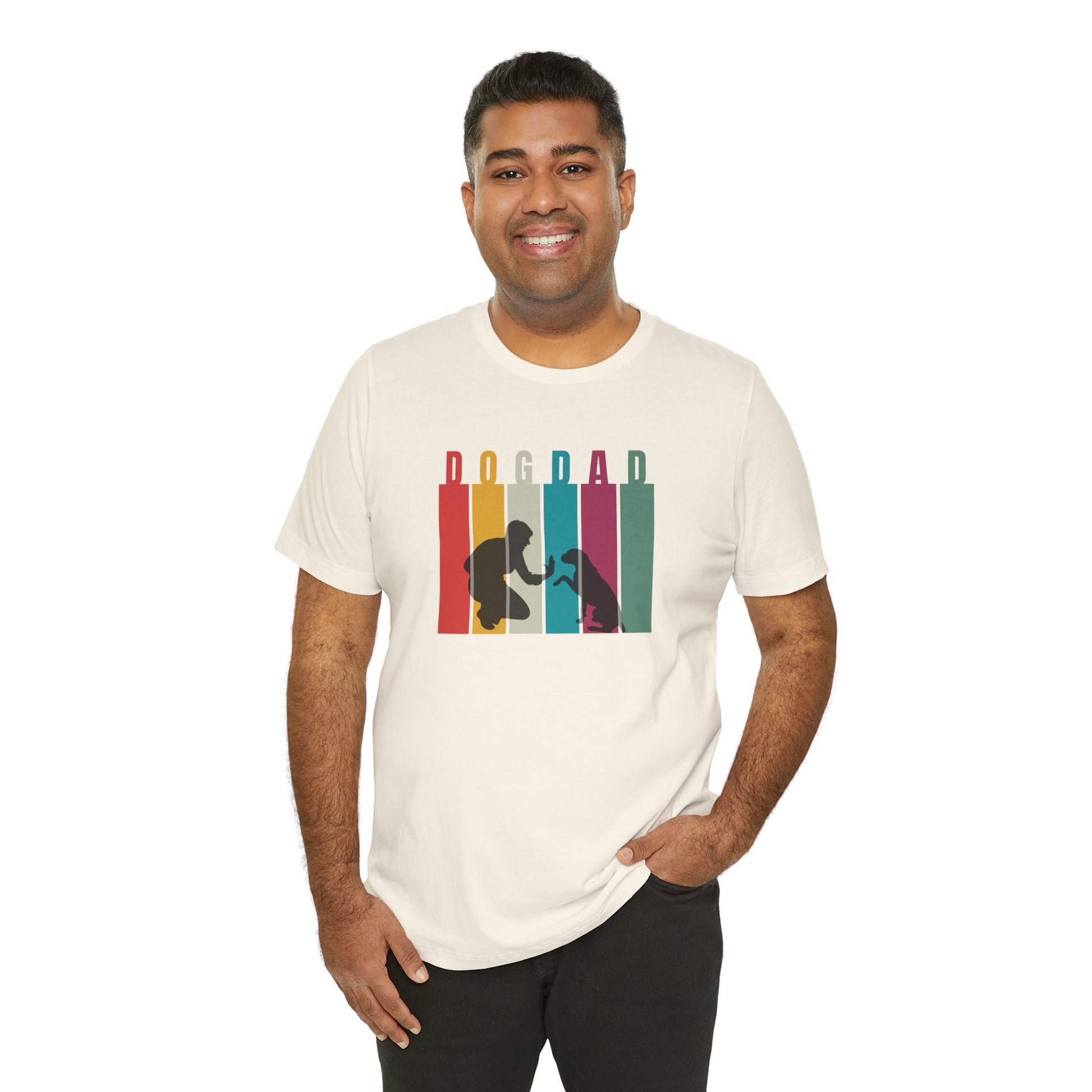 Dog Dad T-Shirt — colour-block print close-up